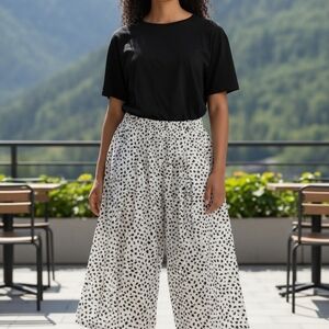 Chic Black and White Polka Dot Wide Leg Pants